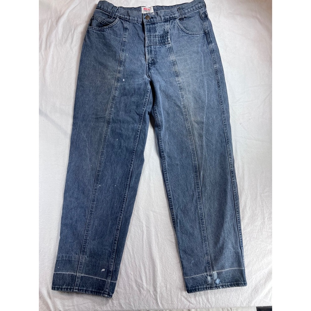 Vintage Levi Strauss Red Street Paneled Jeans Blue Wash Made in USA 36x30 608 35